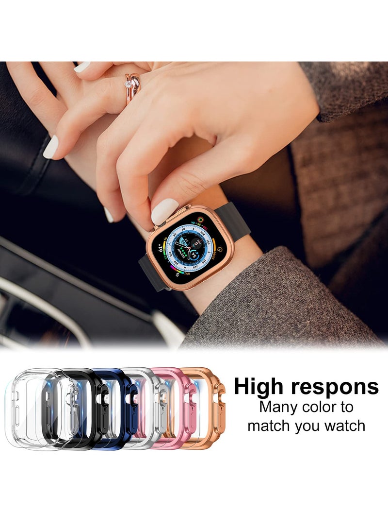 Case Compatible for Apple Watch Ultra Case 49mm and Screen Protector, Soft TPU Waterproof Touch Sensitive, Anti-Scratch for Apple Watch Ultra Case for Men Women (Ultra 49mm)