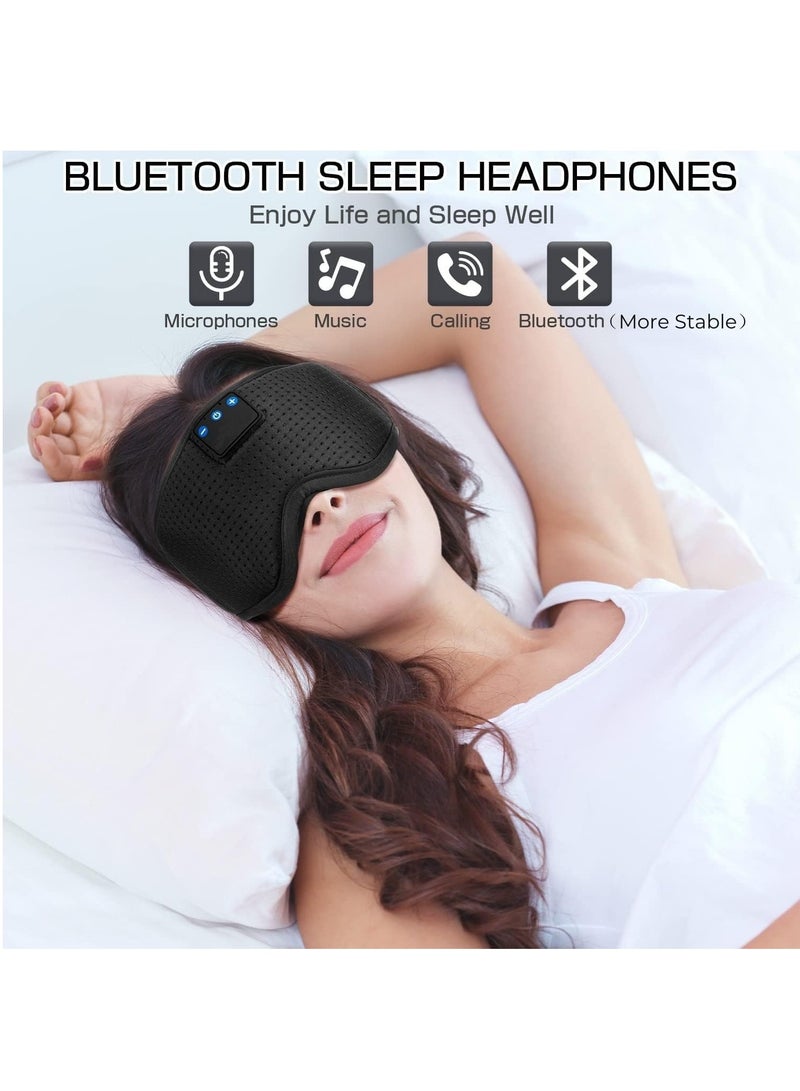 Bluetooth Sleep Mask for Side Sleeper, 100% Blackout 10+ Hours Long Battery Life Eye Covers for Sleeping,Breathable Sleep Headphones Built-in Comfortable HD Speakers Sleep Aids for Adults