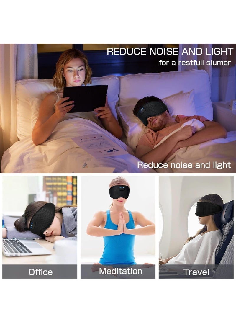 Bluetooth Sleep Mask for Side Sleeper, 100% Blackout 10+ Hours Long Battery Life Eye Covers for Sleeping,Breathable Sleep Headphones Built-in Comfortable HD Speakers Sleep Aids for Adults