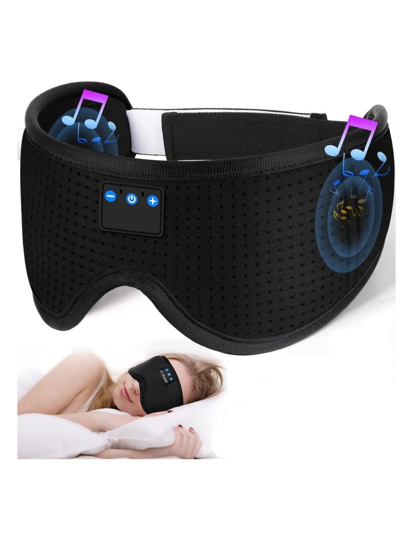 Bluetooth Sleep Mask for Side Sleeper, 100% Blackout 10+ Hours Long Battery Life Eye Covers for Sleeping,Breathable Sleep Headphones Built-in Comfortable HD Speakers Sleep Aids for Adults