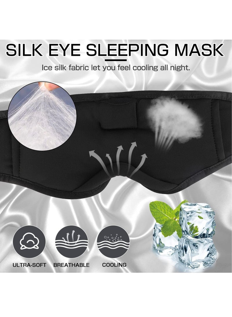 Bluetooth Sleep Mask for Side Sleeper, 100% Blackout 10+ Hours Long Battery Life Eye Covers for Sleeping,Breathable Sleep Headphones Built-in Comfortable HD Speakers Sleep Aids for Adults