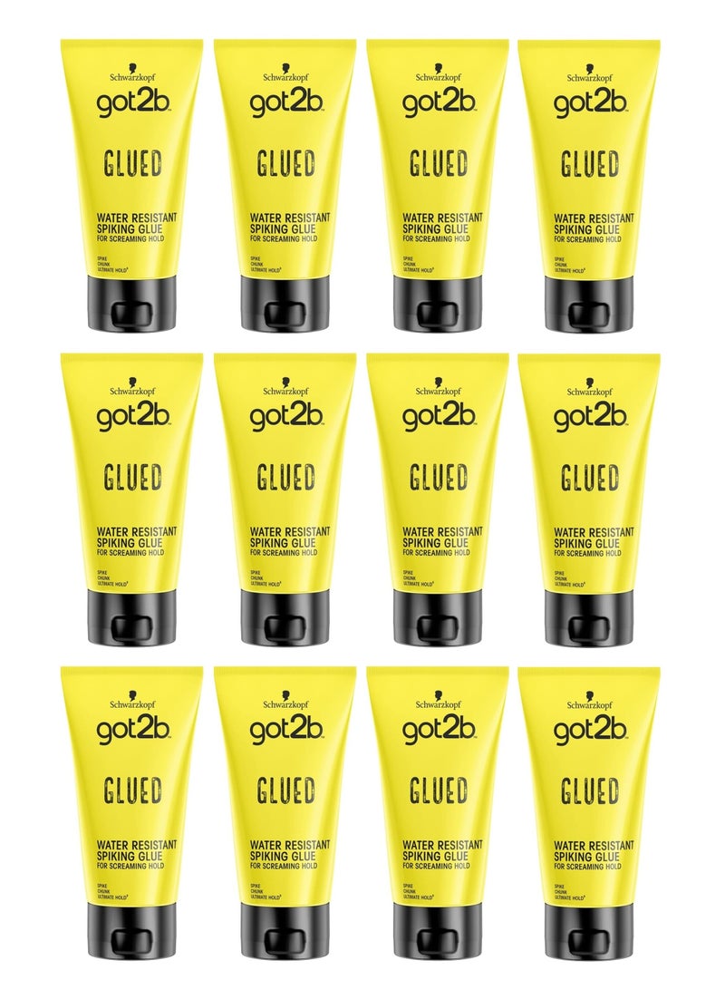 Schwarzkopf got2b Glued Spiking Glue Hair Gel, Water Resistant, Strong Hold for Up to 72 Hours, 150ml  pack of 12