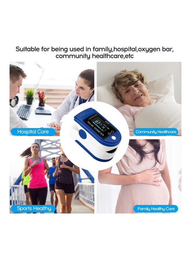 Fingertip Pulse Oximeter Clip TFT LCD Display Fingertip Oximeter Mini SpO2 Monitor Oxygen Saturation Pulse Rate Monitor Portable Family Travel Oximeter with Lanyard Blue