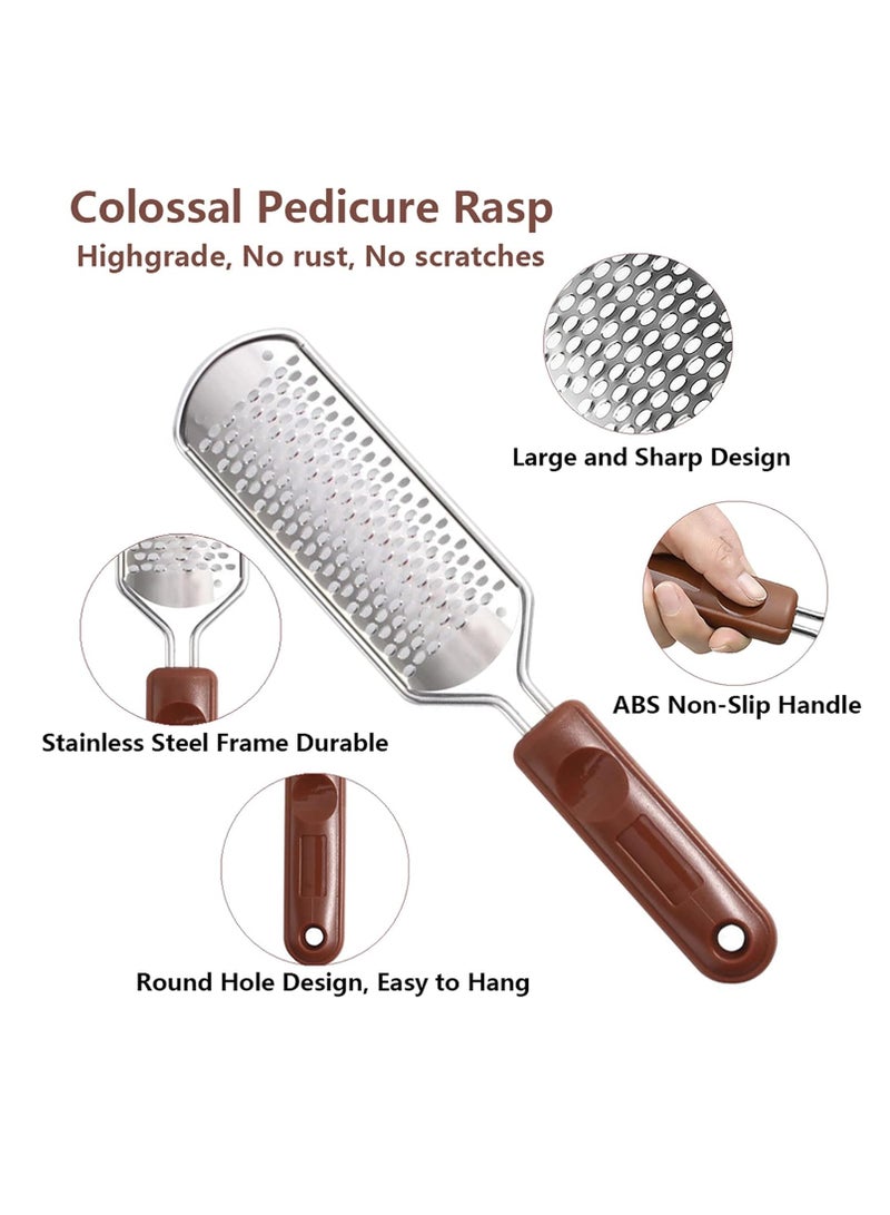 Colossal Foot Rasp & Wood Handle Callus Shaver (10 Replacement & 1 Foot File Heads), Pedicure Foot File Kit, Heel Scraper For Feet, Foot File Callus Remover