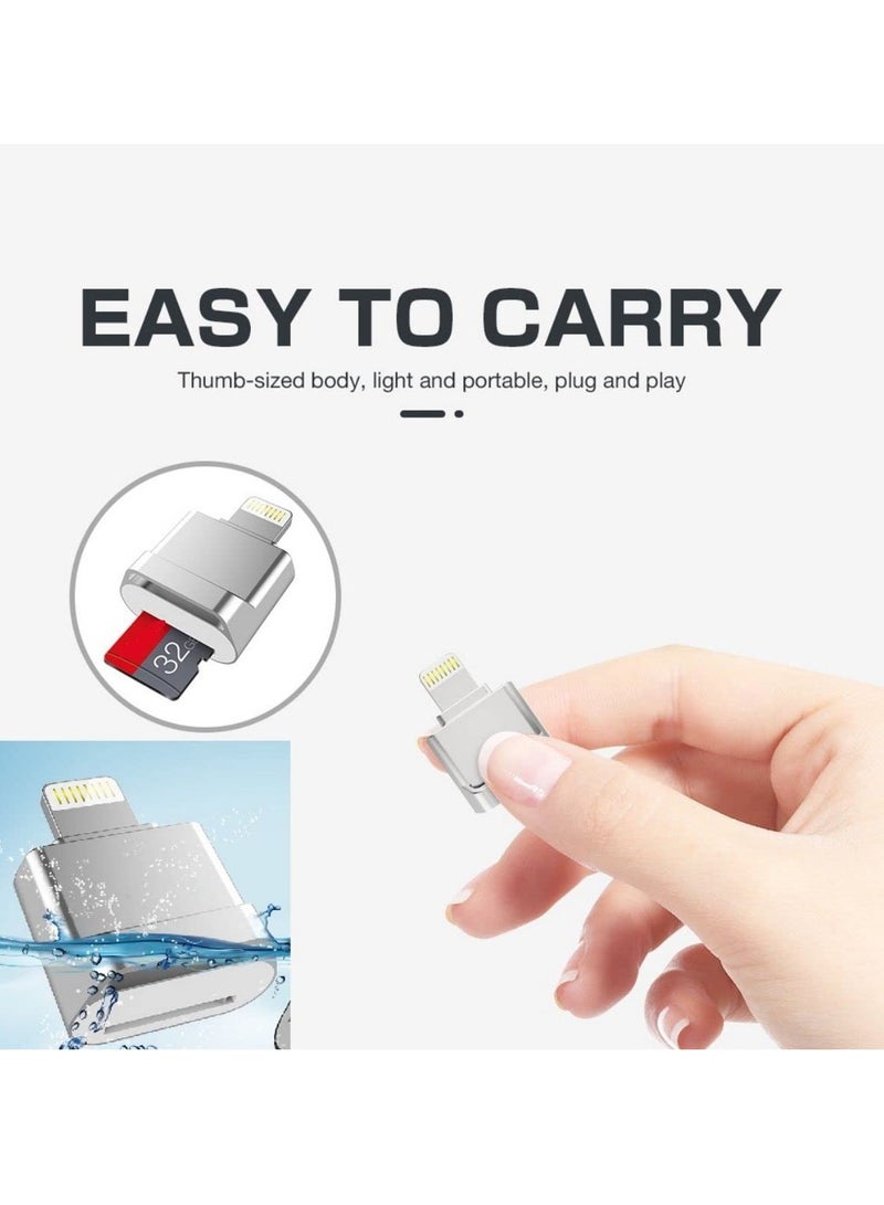 Micro SD Card Reader for iPhone iPad Micro SD Card Reader Viewer Adapter Memory Card Reading for iPhone 14/13/12/Pro/11/X/XR/Max/8 Support