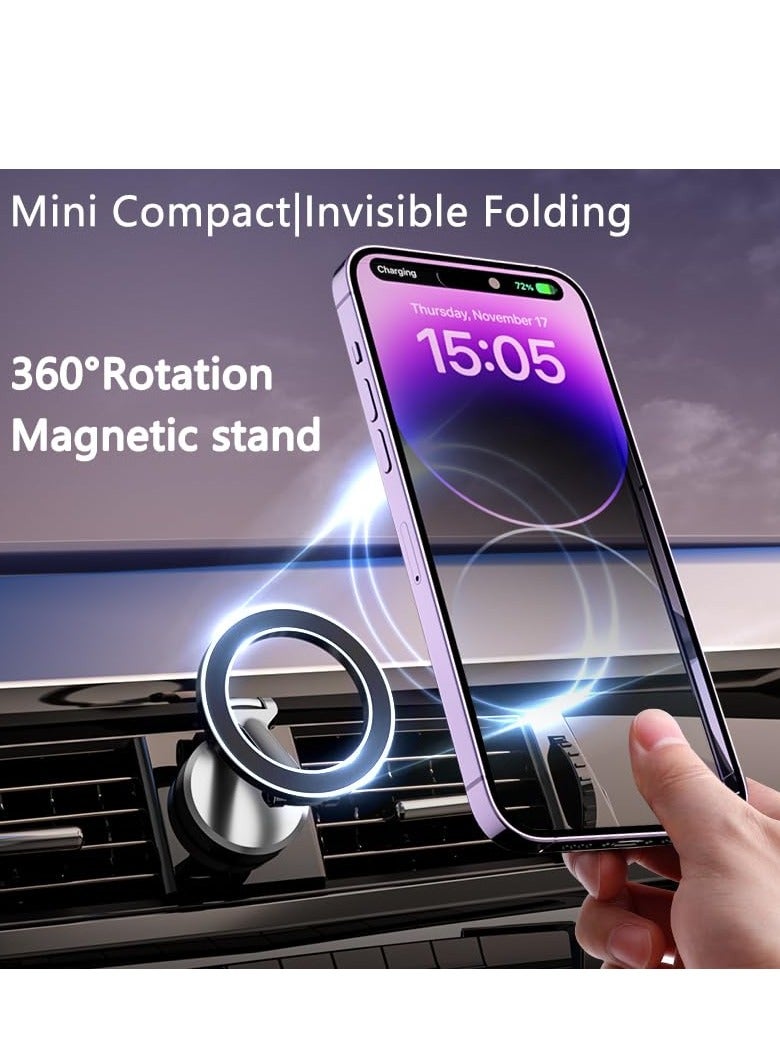 Magnetic Car Phone Holder, Air Vent Magnetic Charger Car Mount,  Adjustable Phone Mount for Car, Suitable for iPhone 14/13/12 Pro Max Plus Mini& MagSafe Case (Grey)