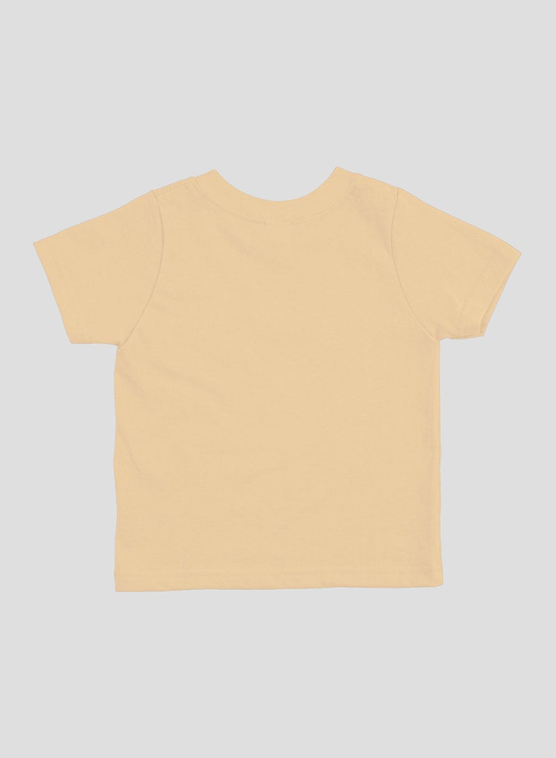 Unisex 100% Bamboo based Ultra- Soft fabric Half Sleeve T-Shirt with Charming Camel Palm Tree Print- Bleached Apricot