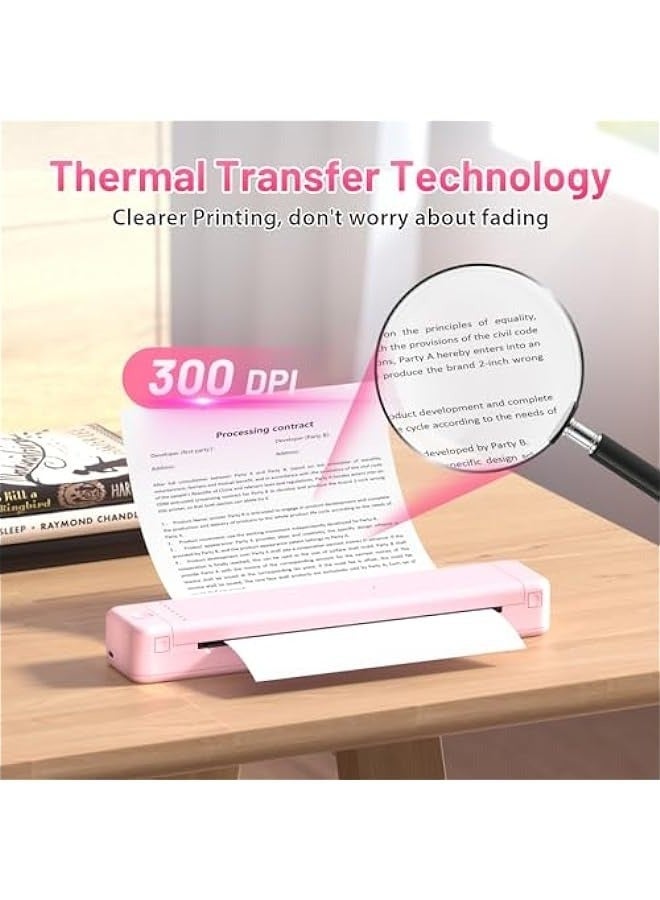 Portable Printers Wireless for Travel, P831 Bluetooth Thermal Transfer Printer Support US Letter/A4/A5/B5 Copy Paper, 300 DPI Mobile Inkless Printer for iOS, Android & Laptop