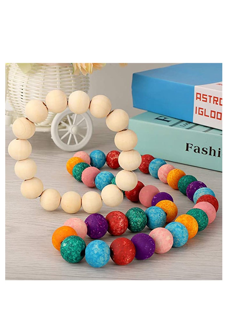 Natural Wood Beads, Unfinished Loose Wood Beads Crafts, Suitable for Home and Holiday Decor, for Craft Making Decorations and DIY Crafts