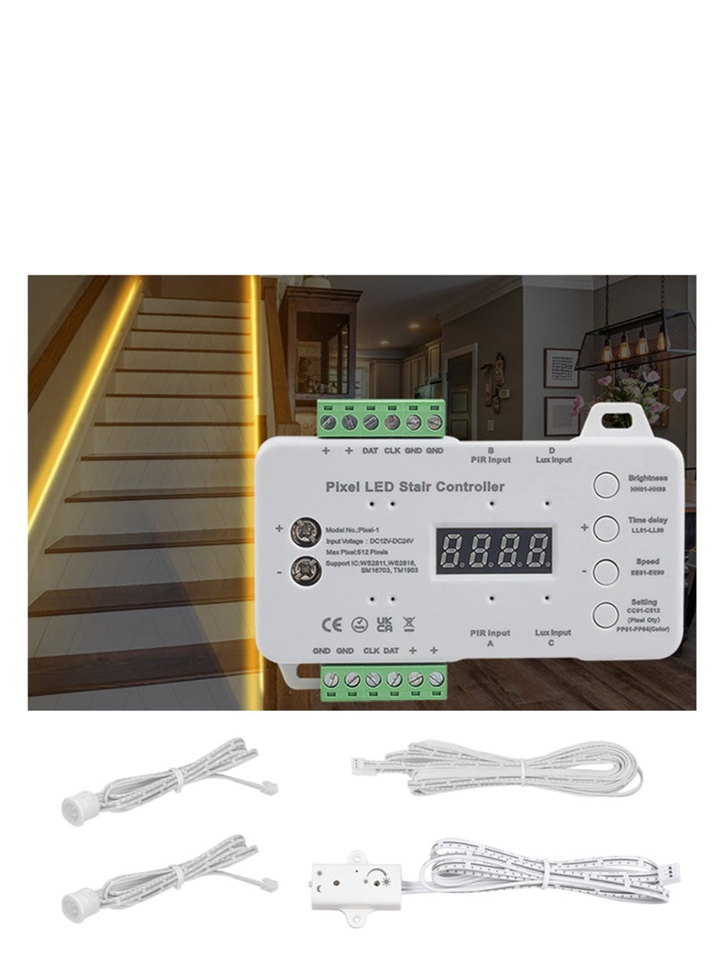 LED Motion Sensor Stair Light, 5m WS2818 Running Light Strip for RGB Stair Light Controller, Automatic Stairway LED Controller, Stair Light Controller