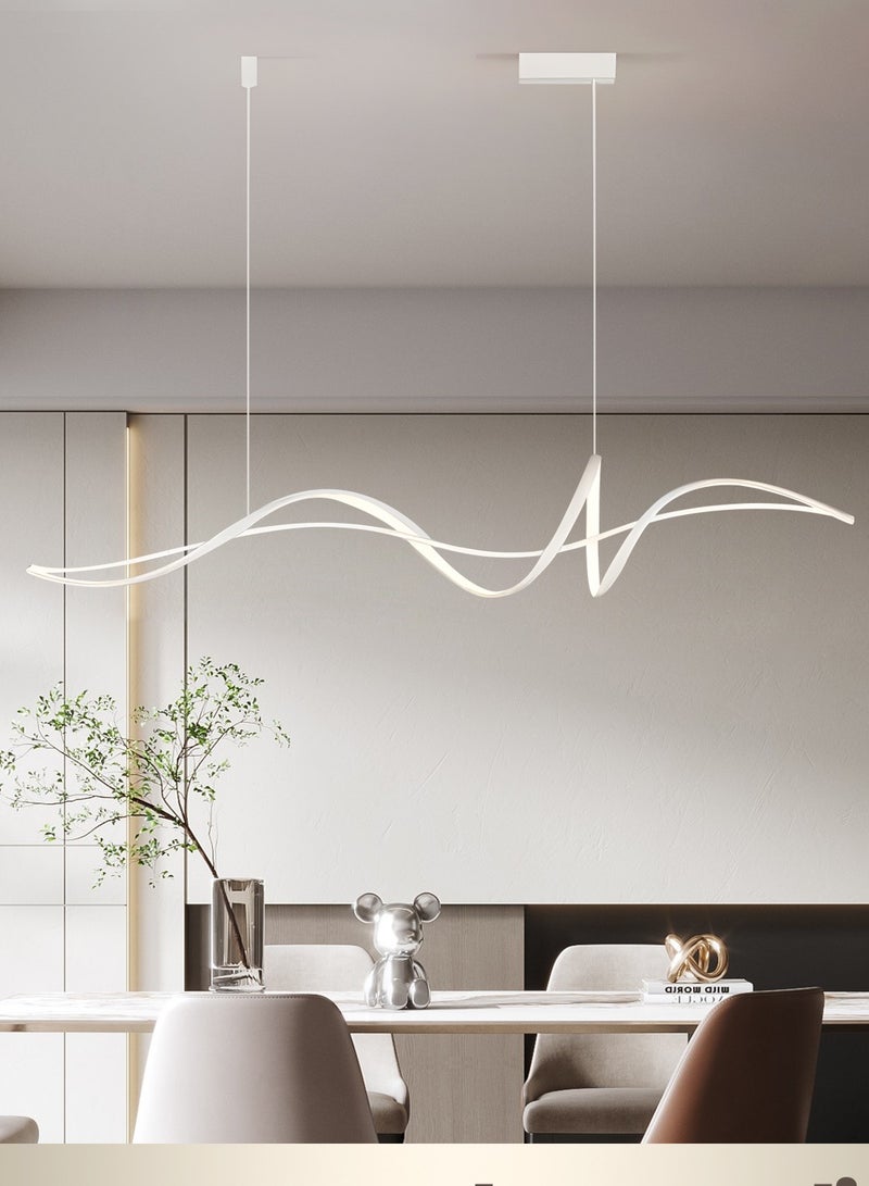 Modern Pendant Chandelier,Remote Control Adjustable Hanging Lighting Chandelier, LED Dimmable Pendant Lights Modern Linear White Chandelier for Kitchen Island Dining Room Living Room (White)