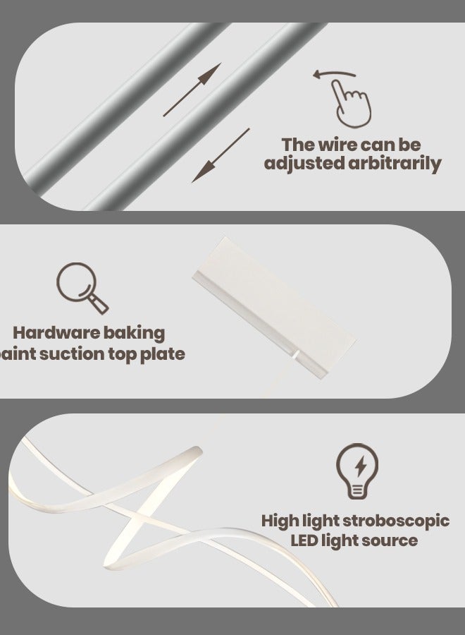 Modern Pendant Chandelier,Remote Control Adjustable Hanging Lighting Chandelier, LED Dimmable Pendant Lights Modern Linear White Chandelier for Kitchen Island Dining Room Living Room (White)