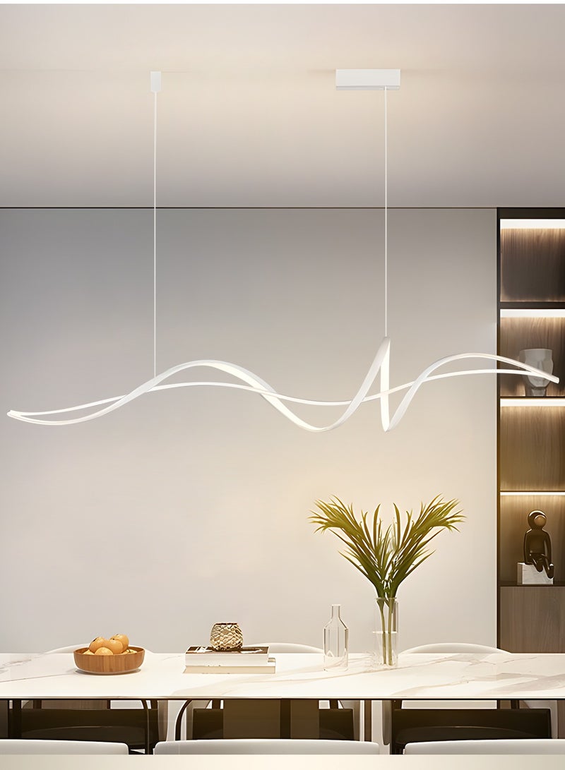 Modern Pendant Chandelier,Remote Control Adjustable Hanging Lighting Chandelier, LED Dimmable Pendant Lights Modern Linear White Chandelier for Kitchen Island Dining Room Living Room (White)