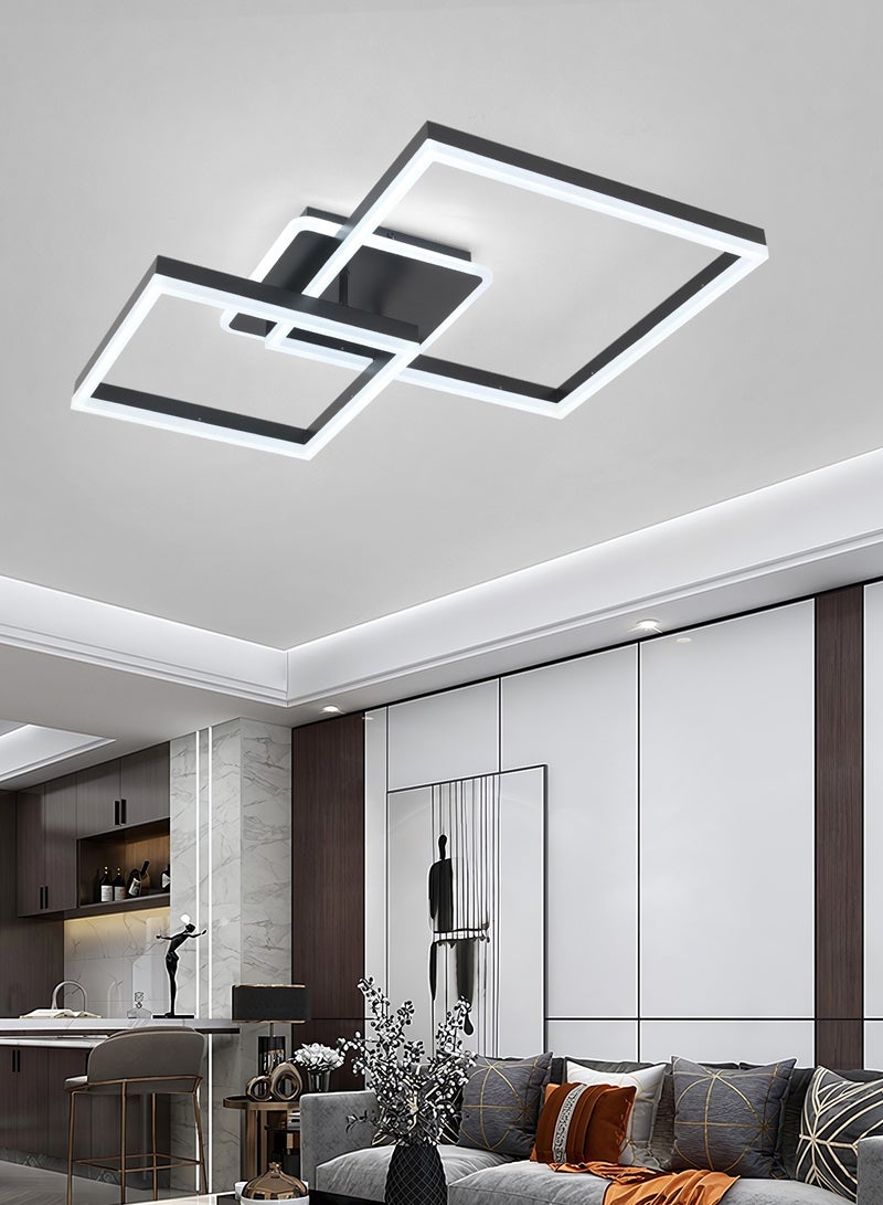 Modern LED Ceiling Light Fixture, LED Ceiling Light Living Room,72W Flush Mount Ceiling Light Dimmable Ceiling Chandelier Square Ceiling Lamp for Bedroom Dining Room Living room