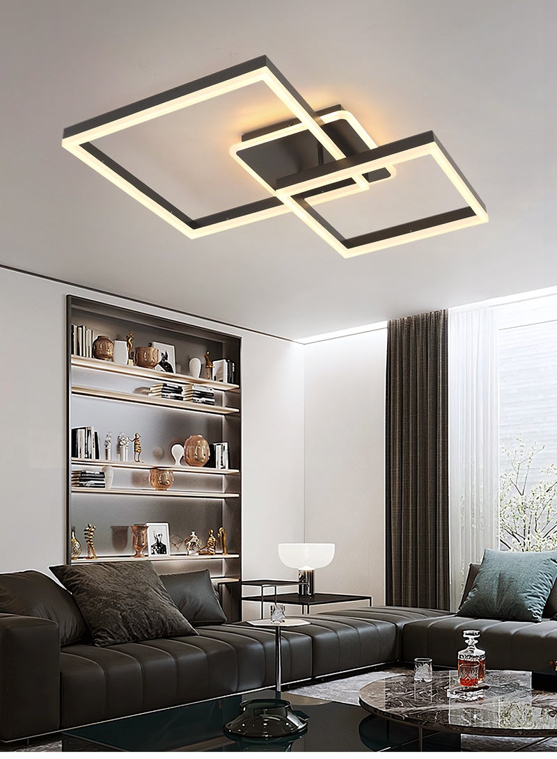 Modern LED Ceiling Light Fixture, LED Ceiling Light Living Room,72W Flush Mount Ceiling Light Dimmable Ceiling Chandelier Square Ceiling Lamp for Bedroom Dining Room Living room