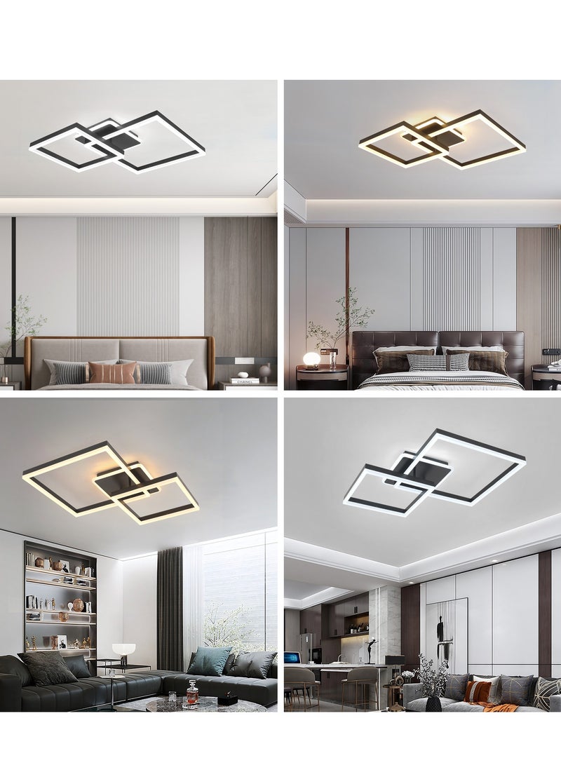 Modern LED Ceiling Light Fixture, LED Ceiling Light Living Room,72W Flush Mount Ceiling Light Dimmable Ceiling Chandelier Square Ceiling Lamp for Bedroom Dining Room Living room