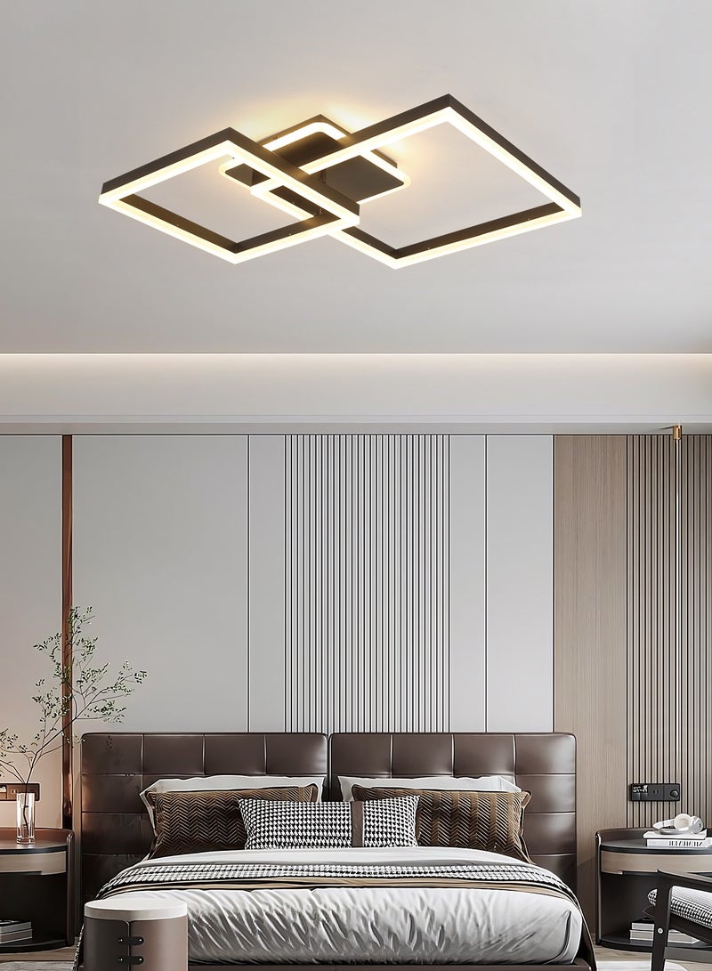 Modern LED Ceiling Light Fixture, LED Ceiling Light Living Room,72W Flush Mount Ceiling Light Dimmable Ceiling Chandelier Square Ceiling Lamp for Bedroom Dining Room Living room