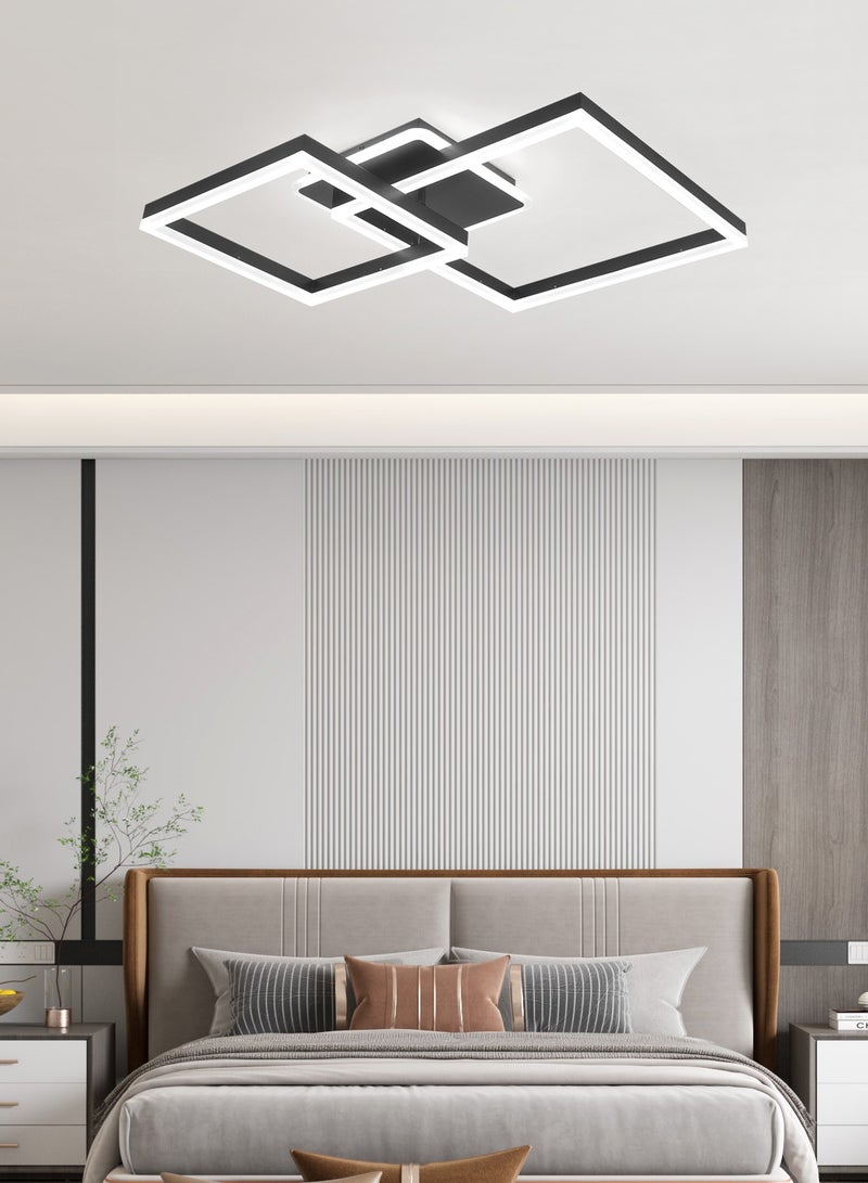 Modern LED Ceiling Light Fixture, LED Ceiling Light Living Room,72W Flush Mount Ceiling Light Dimmable Ceiling Chandelier Square Ceiling Lamp for Bedroom Dining Room Living room