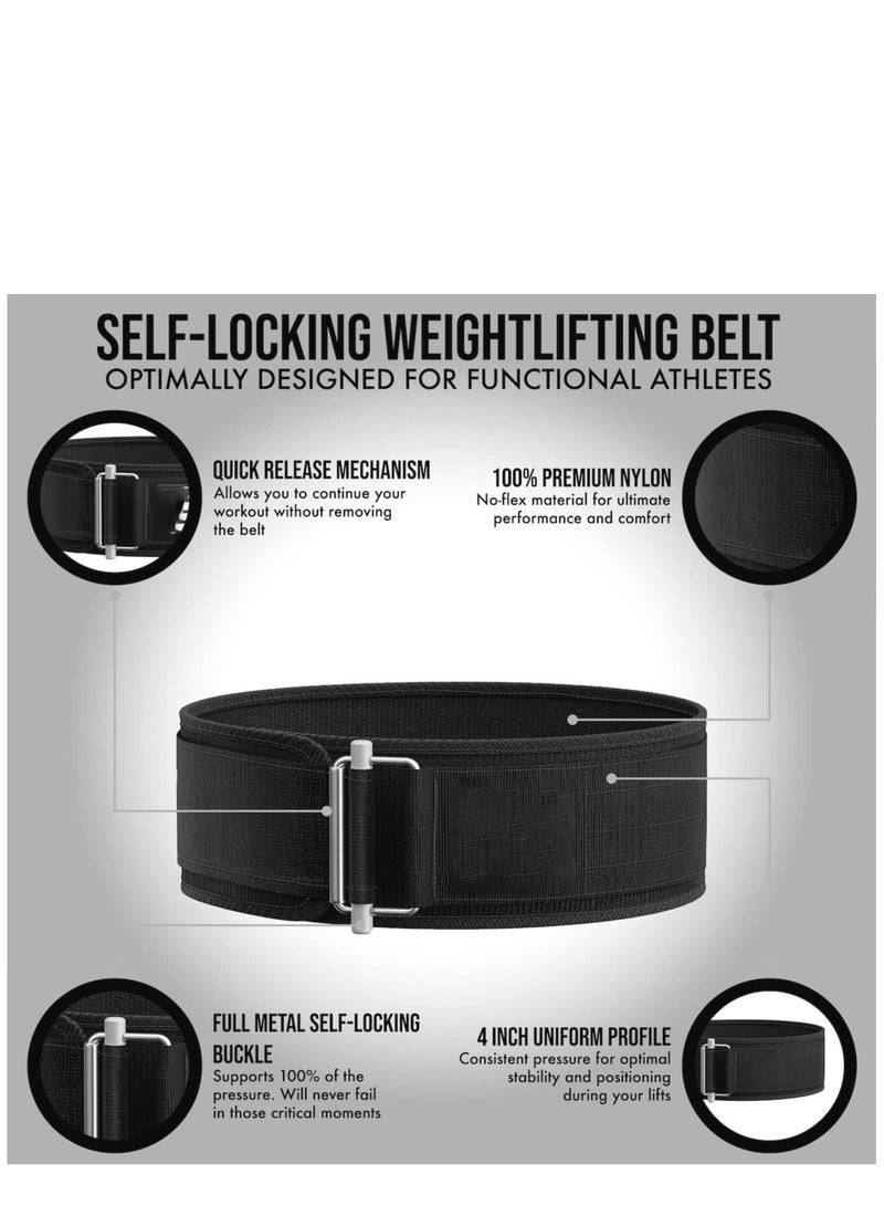 Self-Locking Weight Lifting Belt Premium Weightlifting Belt for Serious Functional Fitness Weight Lifting, and Olympic Lifting Athletes Lifting Support for Men and Women（Large）