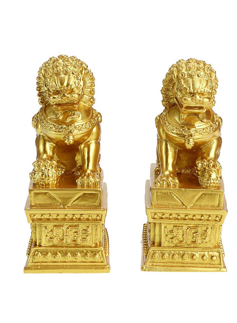 Chinese Style Pair of Lion Statue, Foo Dogs Decor Stone Lion,Chinese Style Feng Shui Statues Auspicious Ornaments,  Suitable for Home Decor, Store Opening Gift, House Warming