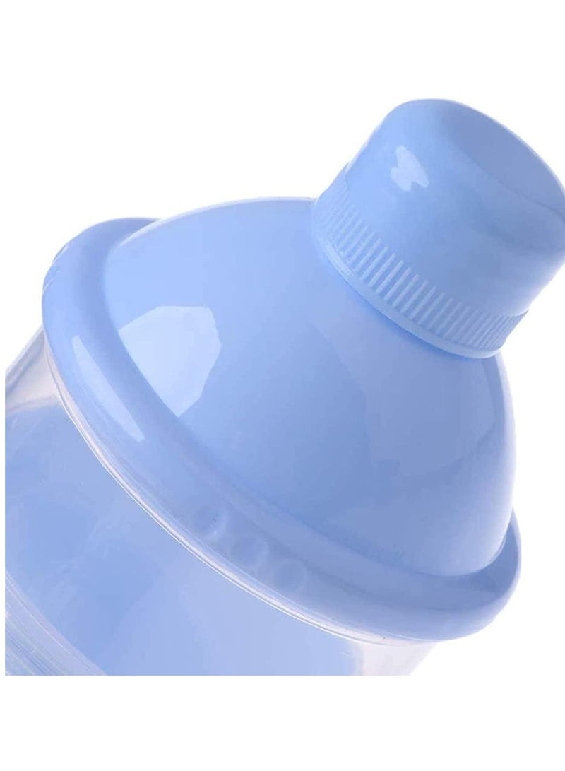 Milk Powder Container, Baby Portable Formula Storage Dispenser Makeup Blue 4 Layers Food Feeding Box