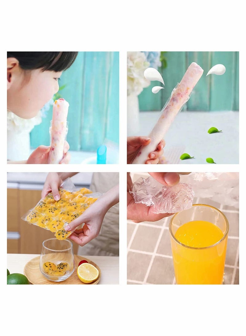 200 PCS Disposable Ice Popsicle Mold Bags, BPA Free Ice Pop Pouch with A Funnel for Yogurt, Ice Candy, Ice Cream Party Favors