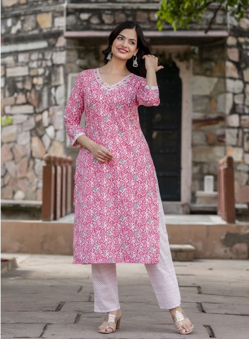 Cotton Fabric Batik Print Women Kurta Set with Dupatta an Ethnic Wear for Women