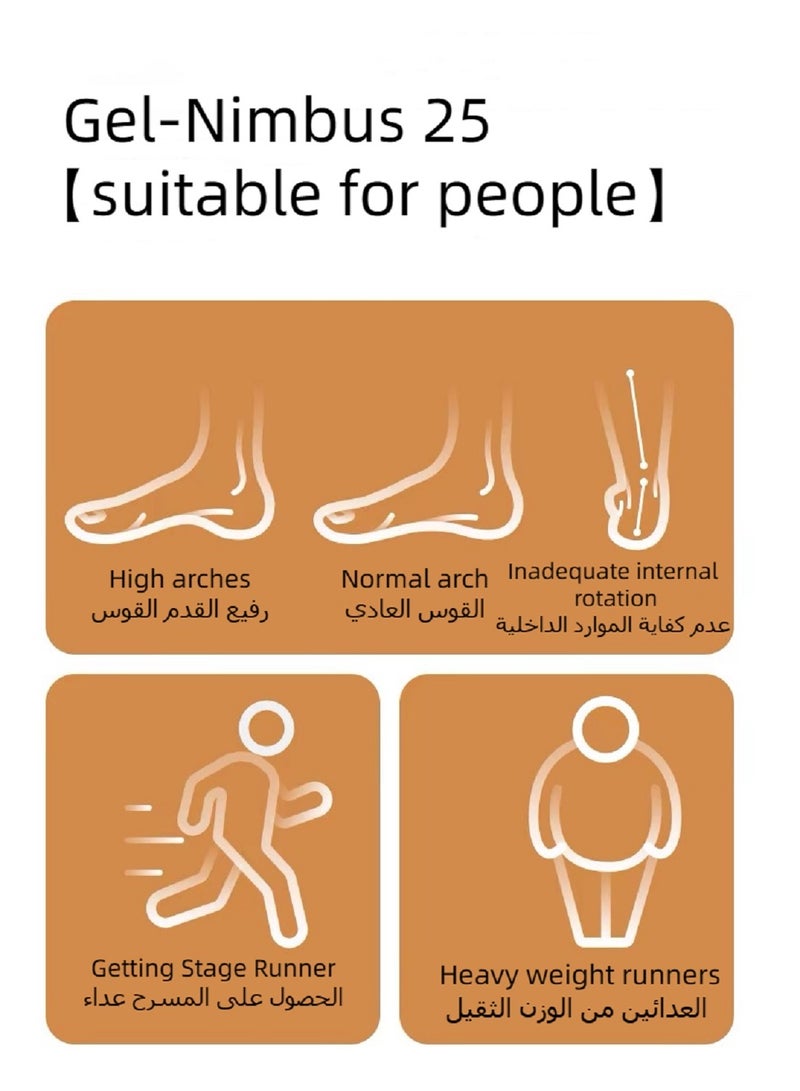 Men and Women Gel-Nimbus 25 Outdoor Running Sneakers Black/White