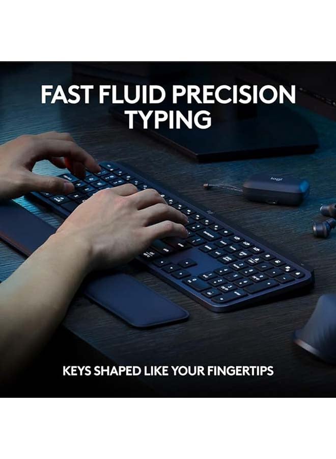 MX Keys S Combo Wireless Keyboard and Mouse, Palm Rest, Customizable Illumination, Fast Scrolling, Bluetooth, USB-C, for Windows, Linux, Chrome, Mac, ARA Layout, 920-011616 Graphite