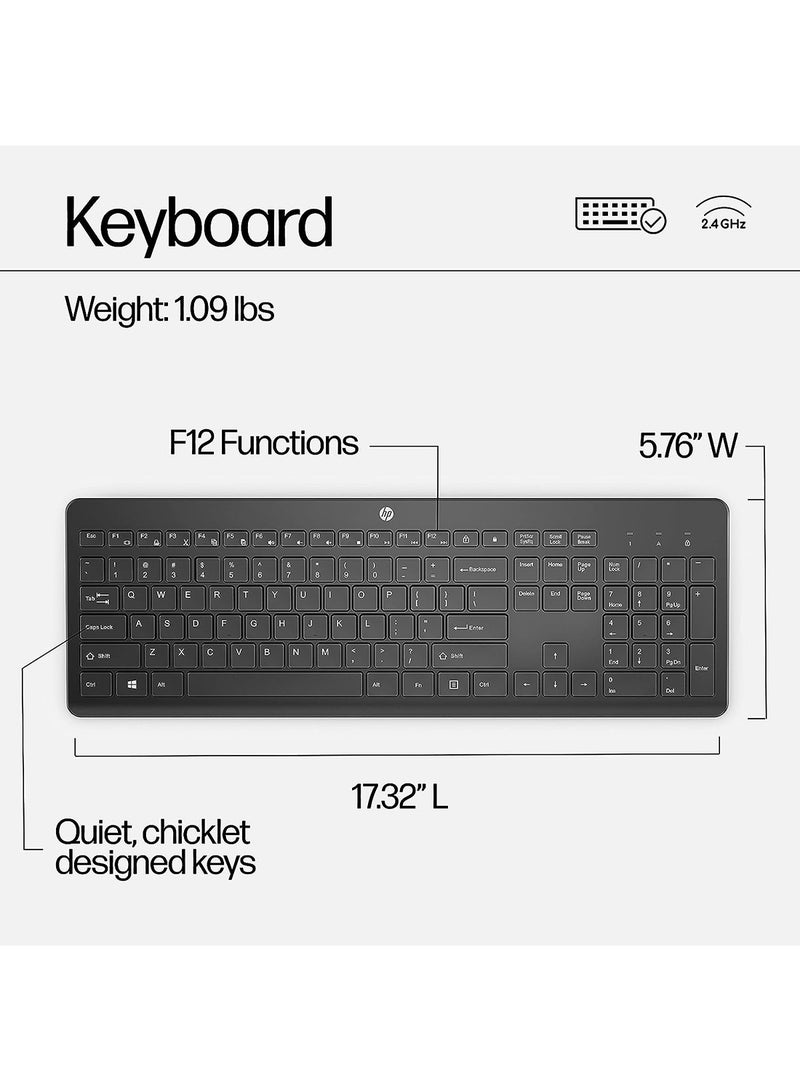 230 Wireless Keyboard and Mouse Combo Set, 1600 Dpi, English, 18H24AA#ABV Black