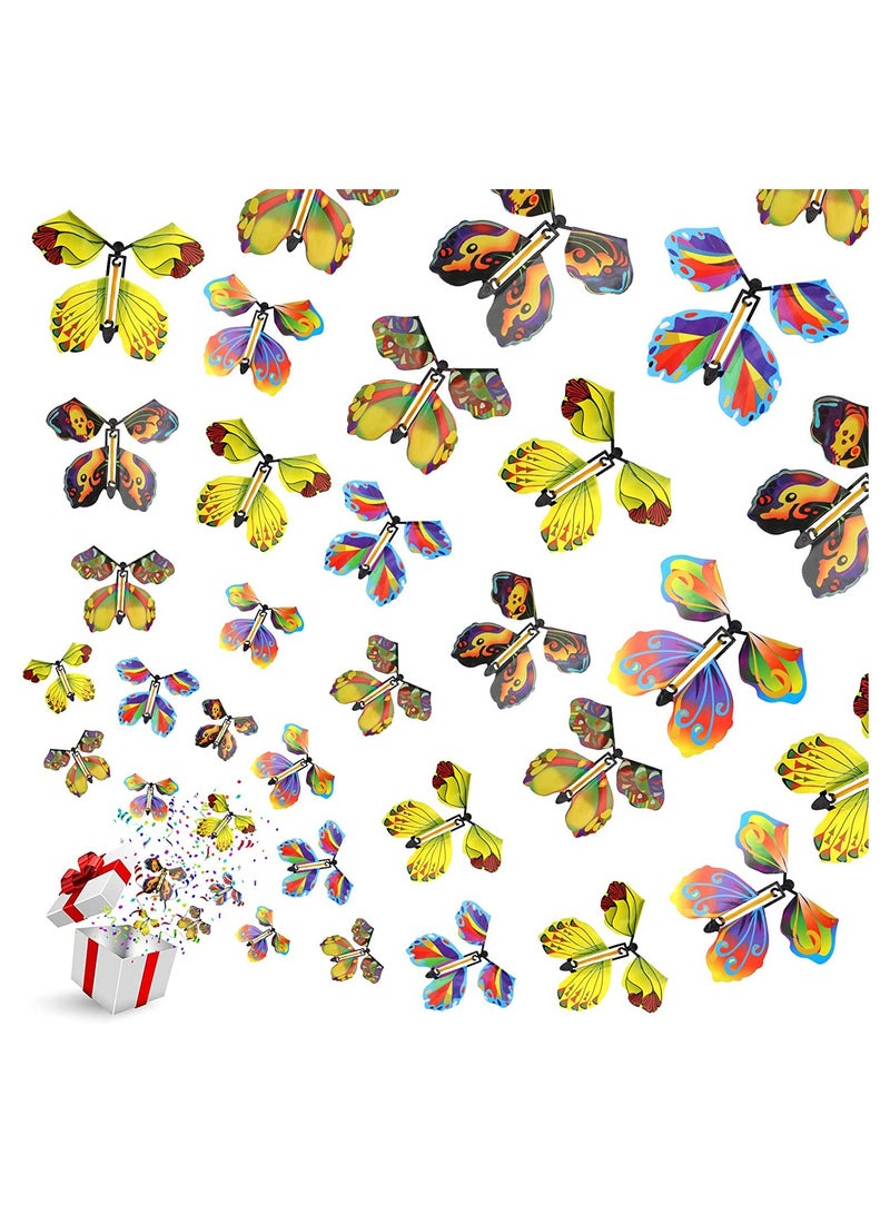 20 PCS Flying Butterfly Toy, Magic Wind Up Flying Butterfly Surprise Box Wind Up Butterfly Surprise Toy for Wedding Birthday Party Book and Greeting Cards(5 Styles)