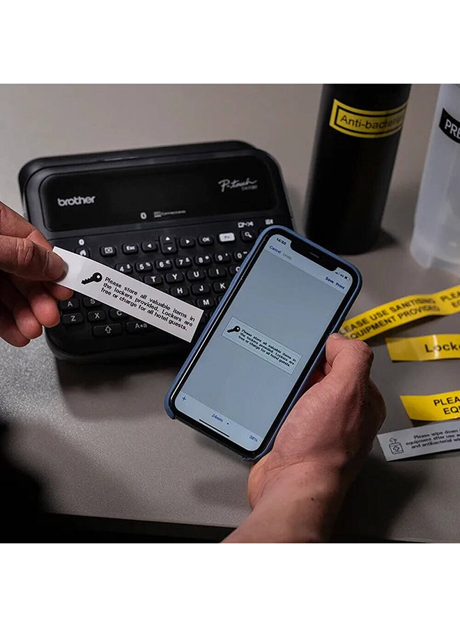 PT-D610-BT Label Printer with Bluetooth, 30mm/sec, Print Speed, Color Display, Print up to 24mm TZe Laminated Tapes Width, Arabic / Persian & English,  PTD-610BT Black