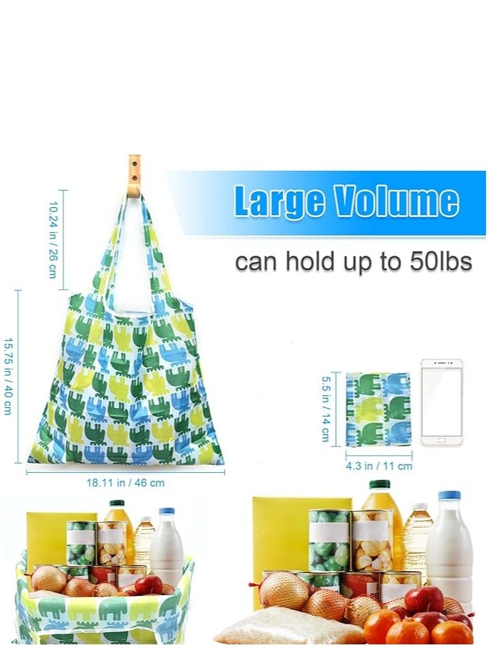 6 Pcs Reusable Grocery Bag, Foldable Eco-Friendly Shopping Bags, Lightweight Washable Ripstop Nylon Large Tote Bag