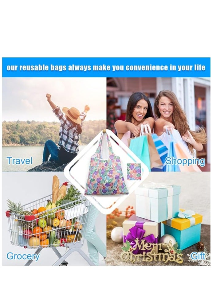 6 Pcs Reusable Grocery Bag, Foldable Eco-Friendly Shopping Bags, Lightweight Washable Ripstop Nylon Large Tote Bag
