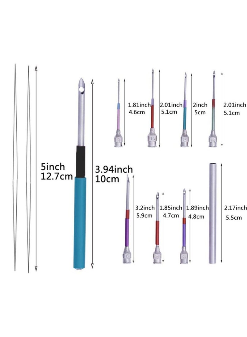 Punch Needle Set, 15 Pcs Embroidery Stitching Punch Needle Poking Cross Stitch Tools Knitting Needle Art Handmaking Sewing Needles with 4 Colors Thread