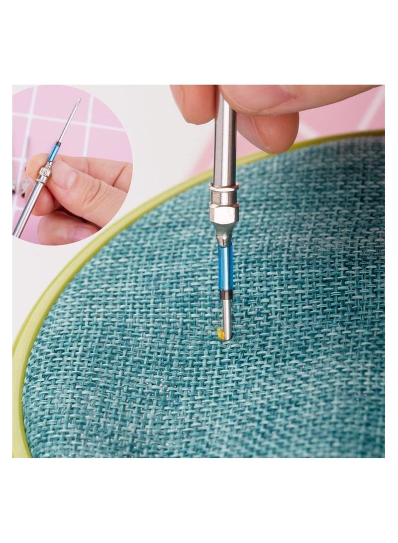 Punch Needle Set, 15 Pcs Embroidery Stitching Punch Needle Poking Cross Stitch Tools Knitting Needle Art Handmaking Sewing Needles with 4 Colors Thread