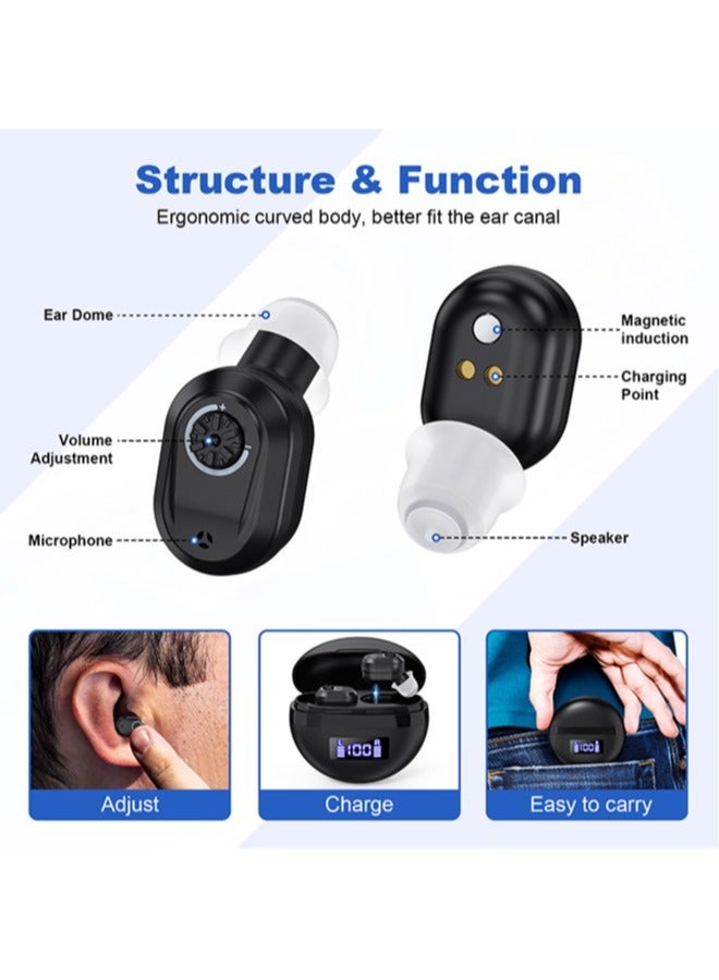 Rechargeable Hearing Aids For Seniors with Noise Cancelling and Volume Control,Hearing Amplifier for Adults Hearing Loss,In Ear Digital Hearing Aids With Charging Case