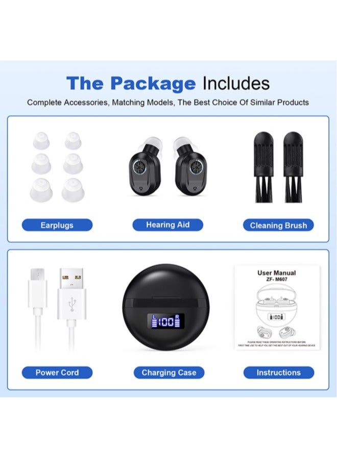 Rechargeable Hearing Aids For Seniors with Noise Cancelling and Volume Control,Hearing Amplifier for Adults Hearing Loss,In Ear Digital Hearing Aids With Charging Case