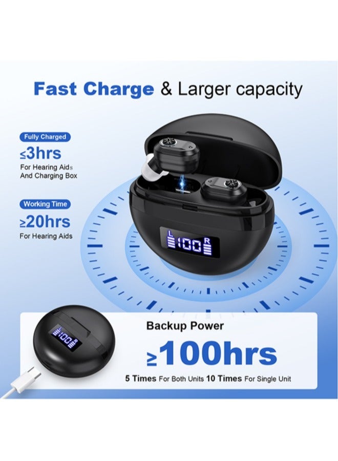 Rechargeable Hearing Aids For Seniors with Noise Cancelling and Volume Control,Hearing Amplifier for Adults Hearing Loss,In Ear Digital Hearing Aids With Charging Case