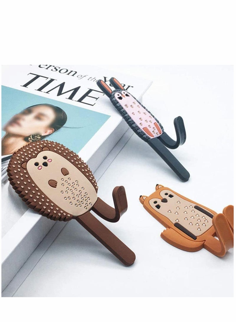 Multifunction Cartoon Animal Magnetic Refrigerator Hook Sticker, 4Pcs Refrigerator Traceless Hooks Fridge Magnet Hanging Hook White Board Lockers Surface (Fox + Hedgehog + Owl + Rabbit)