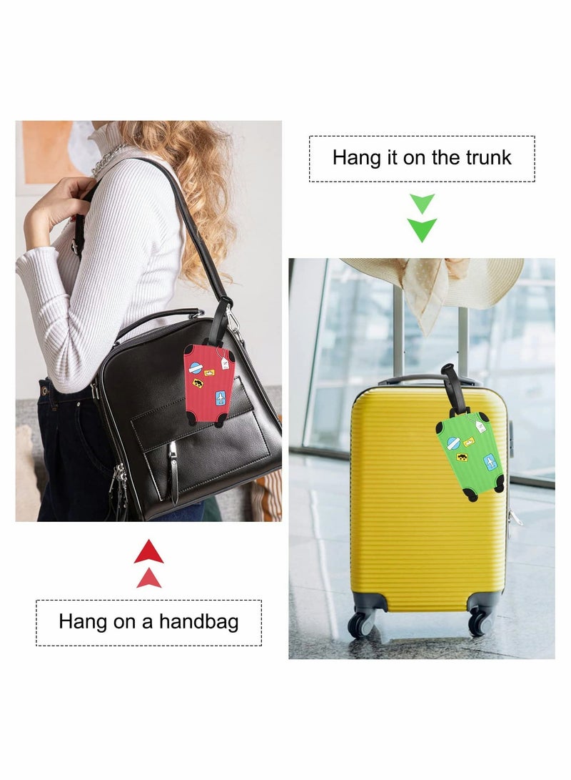 10 Pack Luggage Tags Flexible PVC ID Labels, Colorful Secure Travel Suitcase Bag Baggage Tag Labels for Cabin Bags Carry On Luggage and Suitcases