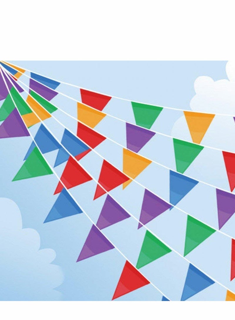 100M Bunting Banner, Multicolor Flag Banners with 200 pcs Triangle Flags, Nylon Fabric Bunting Banners for Birthday, Wedding, Outdoor, Indoor Activity, Party Decoration