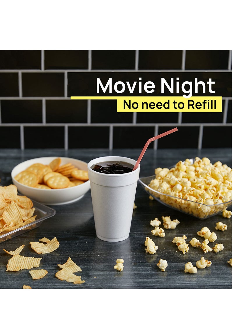 12 Oz Disposable Styrofoam Cups, 50 Pcs White Foam Cup Insulates Hot & Cold Beverages, Made in the USA, To-Go Cups - for Coffee, Tea, Hot Cocoa, Soup, Broth, Smoothie, Soda, Juice
