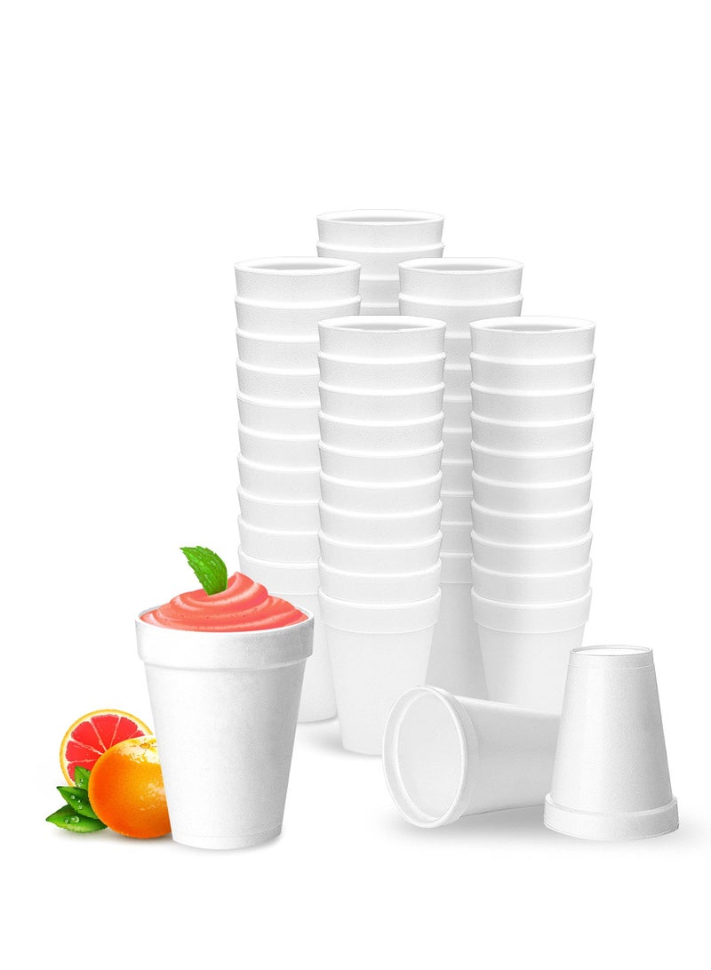 12 Oz Disposable Styrofoam Cups, 50 Pcs White Foam Cup Insulates Hot & Cold Beverages, Made in the USA, To-Go Cups - for Coffee, Tea, Hot Cocoa, Soup, Broth, Smoothie, Soda, Juice