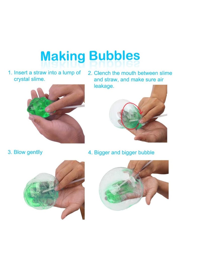 5pcs Clear Slime Crystal Putty 7oz Soft Jelly Clay Non  Sticky Slime Premade for Girls Boys, Crunchy Bubble Slime DIY Cotton Mud Stretchy Kids Toys Art Craft Birthday Party Favor