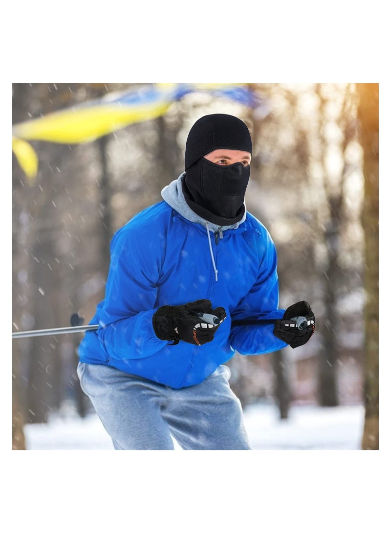 Balaclava Ski Mask Bicycle Motorcycle Balaclava Windproof Bike Face Masks Warm Breathable Balaclavas Winter Fleece Neck Warmer with Anti-Slip Thermal Gloves for Cycling Hiking Outdoor Unisex
