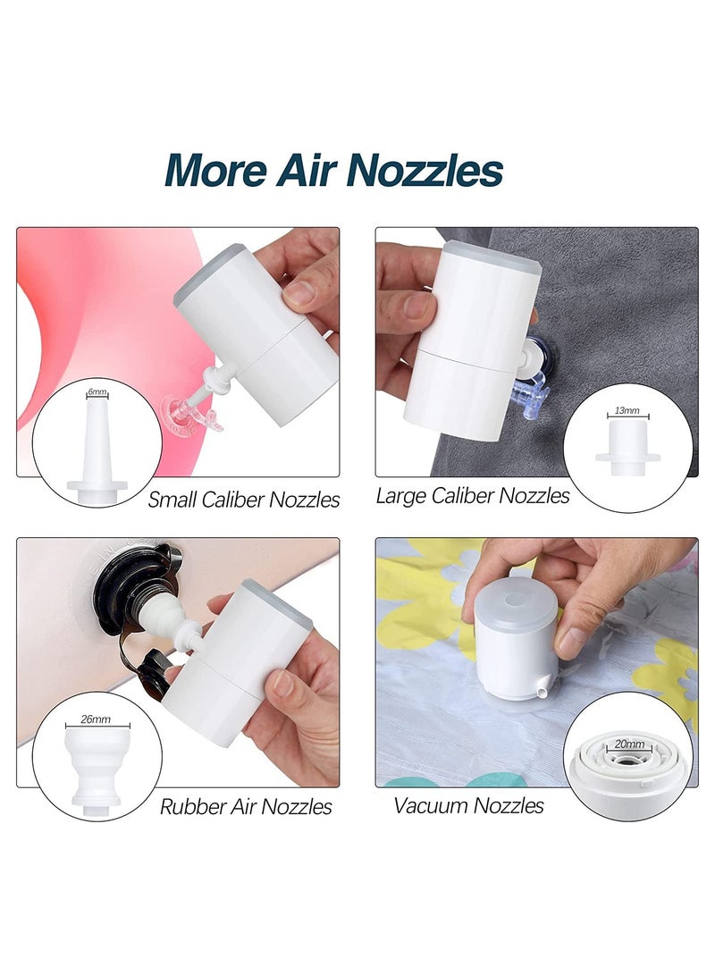 Mini Portable Air Pump Mini Electric Air Pump for Inflatables 1400mAh Battery USB Rechargeable Air Pump with 410LM LED Light Quick Inflate for Camping Battery Pool Float Pump