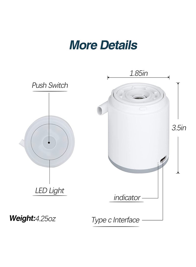 Mini Portable Air Pump Mini Electric Air Pump for Inflatables 1400mAh Battery USB Rechargeable Air Pump with 410LM LED Light Quick Inflate for Camping Battery Pool Float Pump