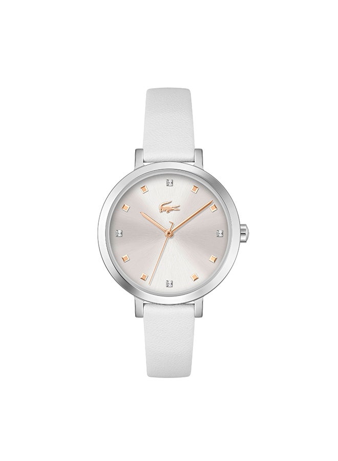 Women's Analog Round Shape Leather Wrist Watch 2001366 - 34 Mm