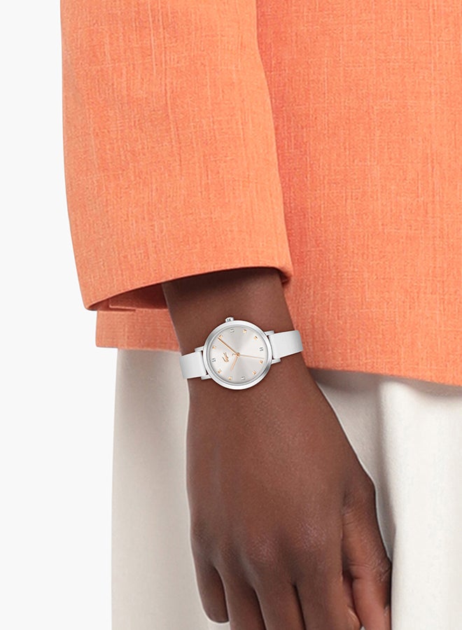 Women's Analog Round Shape Leather Wrist Watch 2001366 - 34 Mm